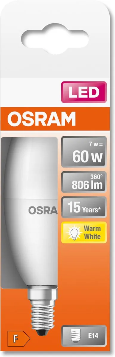 Osram LED Kaarslamp E14 7.5W Warmwit Mat - 2700K