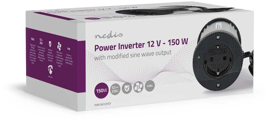 Nedis Omvormer 150W Gemodificeerde Sinusgolf 12V/230V - afbeelding 5 van 6