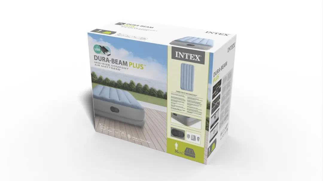 Intex Dura-Beam Comfort Luchtbed 64157 - 191x99x36cm - Blauw-grijs - afbeelding 4 van 6
