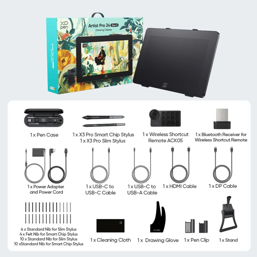 XPPen Artist Pro 24 Gen 2 MD240QH-EU Grafische Tablet - 23,8" 2,5K 165Hz - Zwart