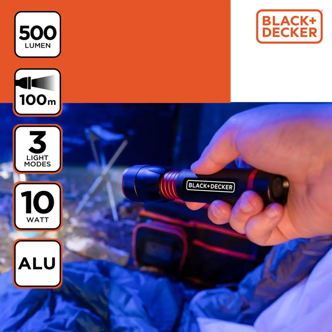 BLACK+DECKER LED Zaklamp 500 Lumen - 10W - afbeelding 6 van 6