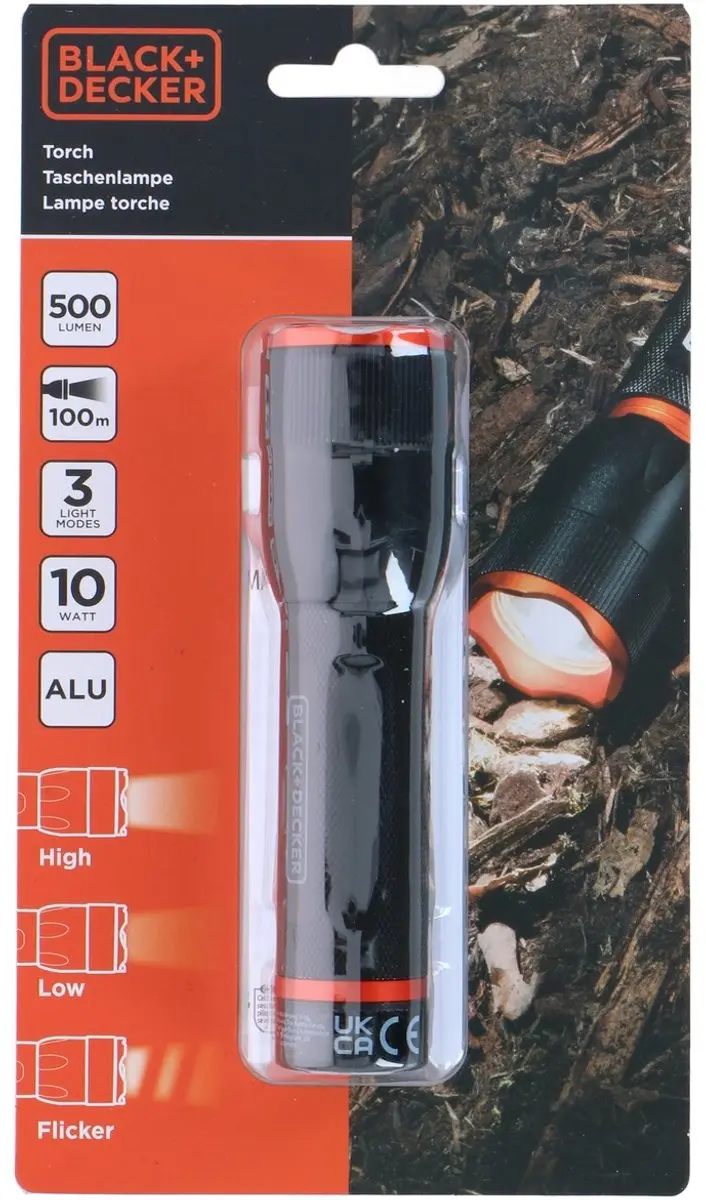 BLACK+DECKER LED Zaklamp 500 Lumen - 10W - afbeelding 4 van 6