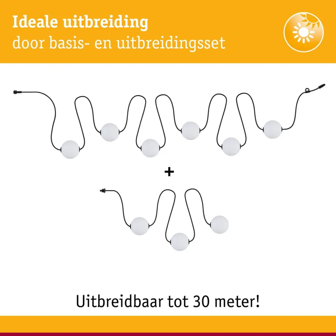 Paulmann Solar LED-lichtketting Taina Uitbreidingsset 3x60lm - 1,71m - Zwart