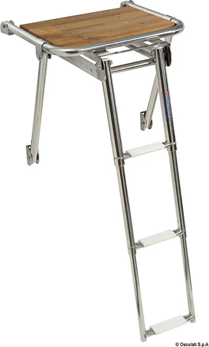 Osculati RVS telescopische Zwemtrap met iroko Platform