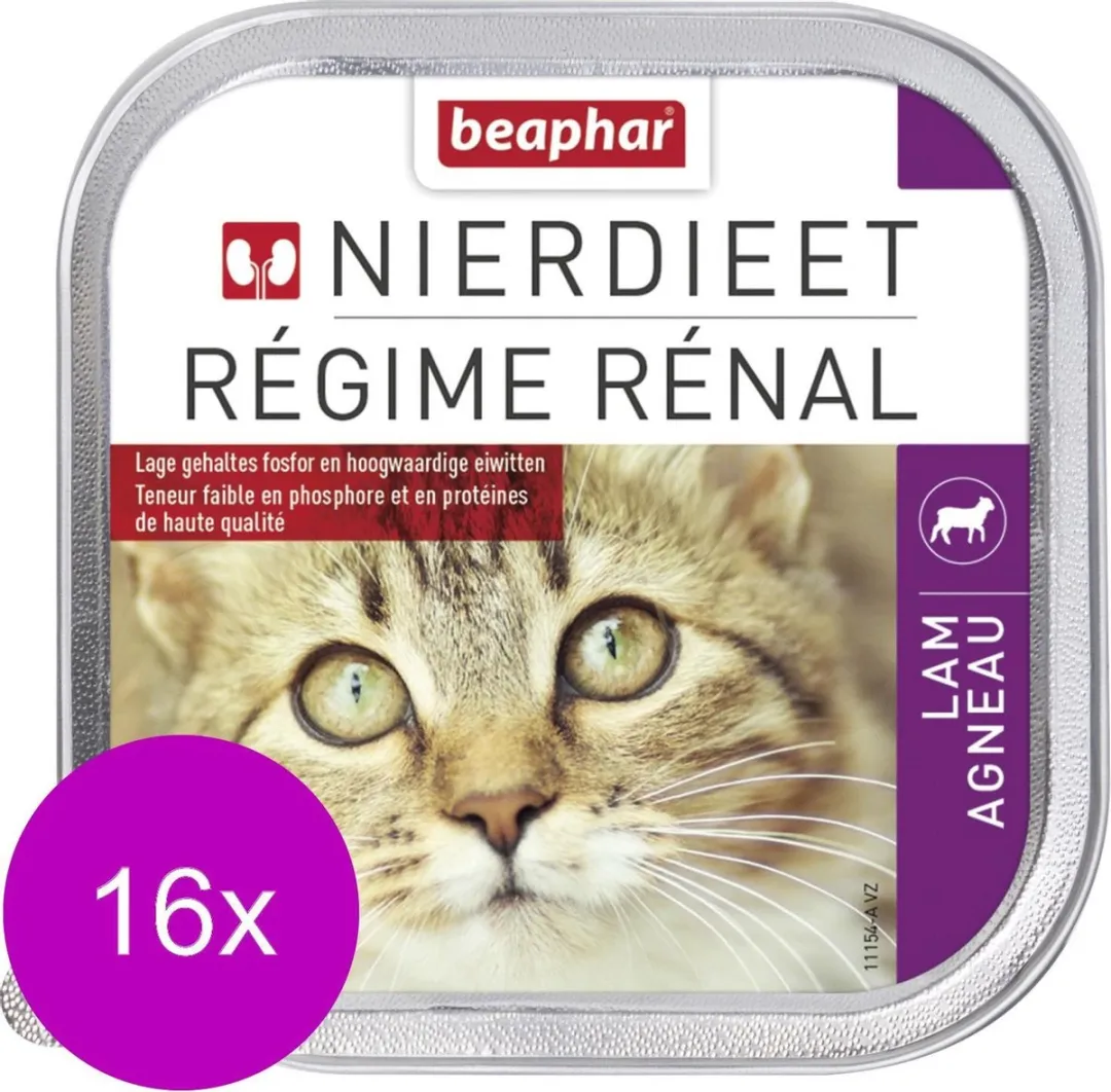 Beaphar Nierdieet Nat Kattenvoer Lam 100g - 16 Stuks