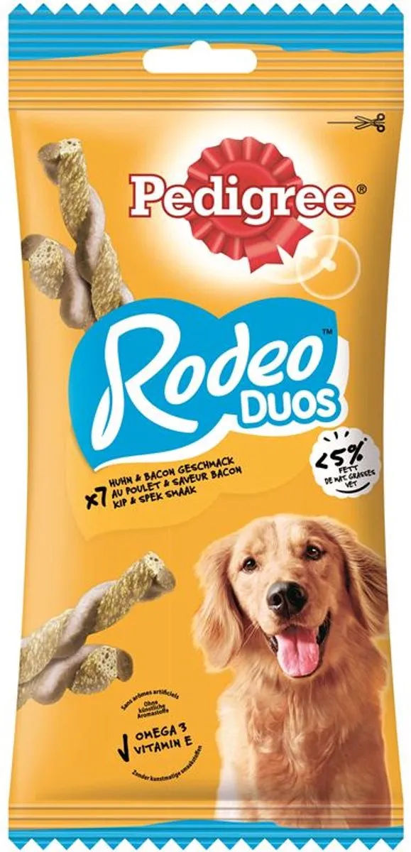 Pedigree Rodeo Duo Kip & Spek 123g - 7 Stuks