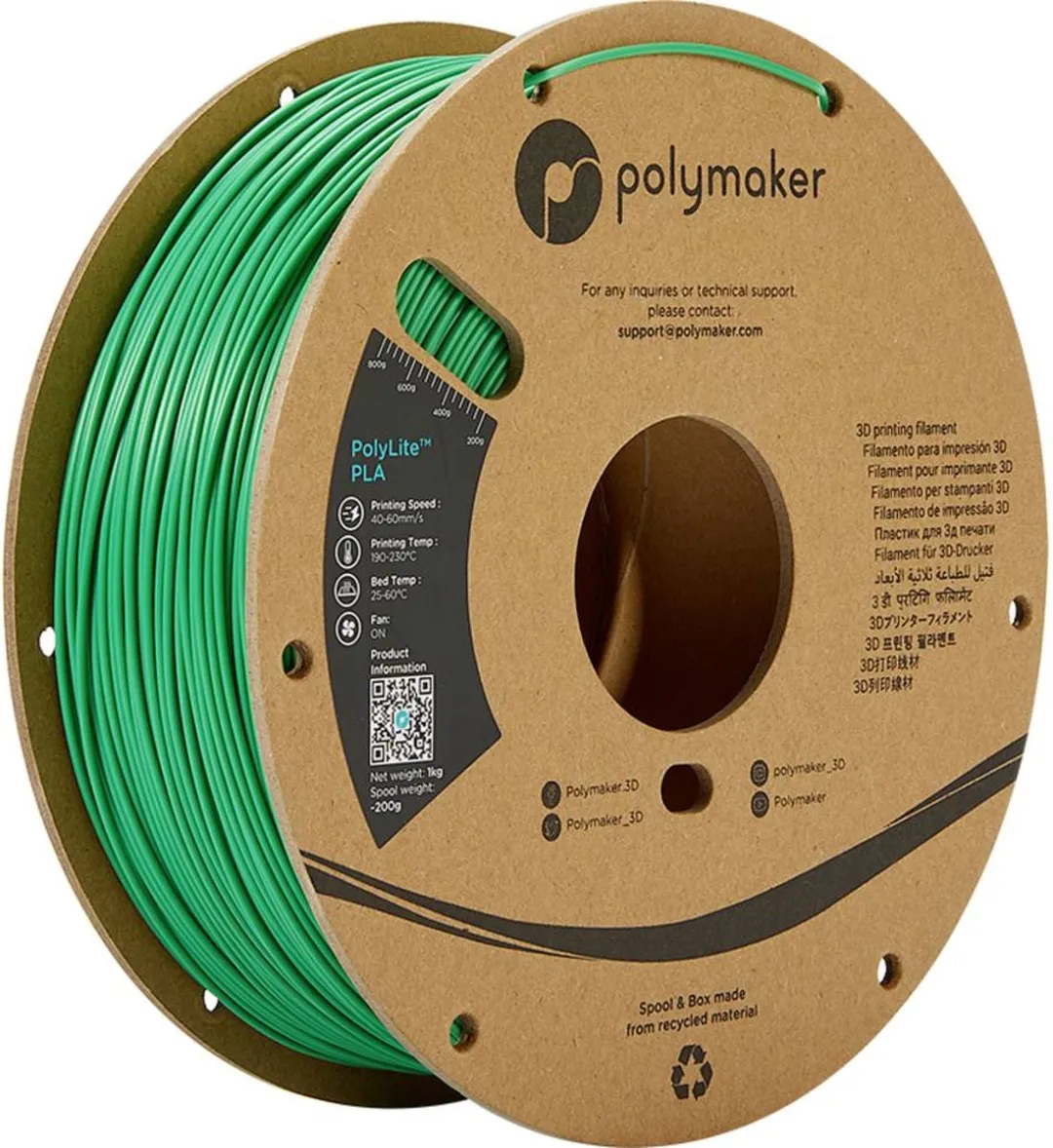 Polymaker PolyLite PLA Filament 1.75mm 1000g - Groen