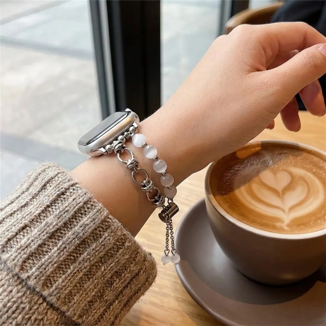 NUVEX Apple Watch Horlogebandje Zilver - 38/40/41mm - Kattenoog