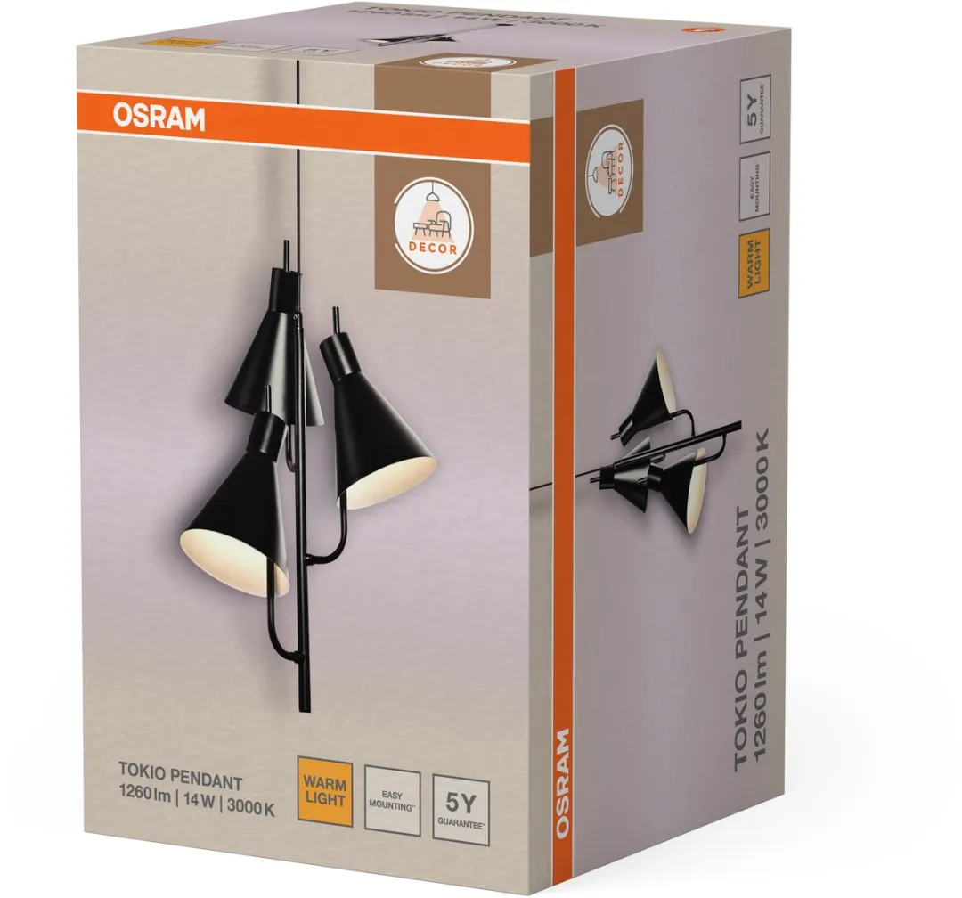 Osram Decor Tokio Hanglamp 14W - 1260lm Warm Wit - Zwart