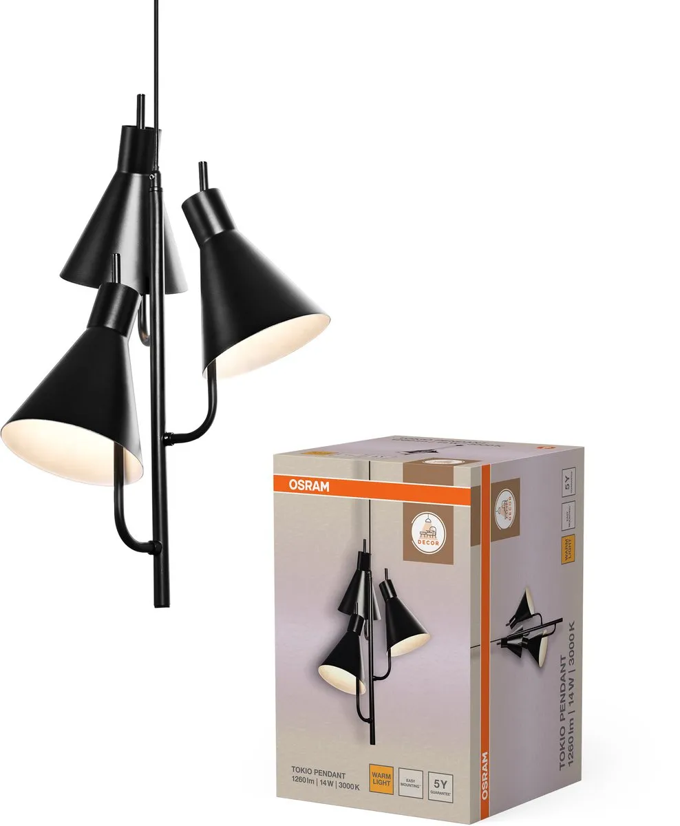 Osram Decor Tokio Hanglamp 14W - 1260lm Warm Wit - Zwart