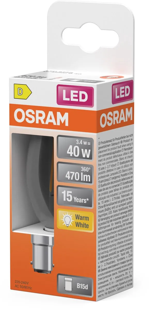 Osram LED-lamp Ster Kaarsvorm B40 Filament 3,4W - 470lm