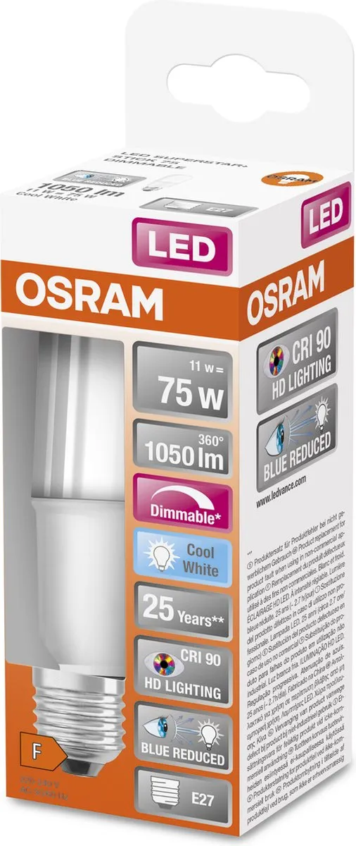 Osram LED Superstar E27 Linear Mat 11W 1050lm - Koel wit