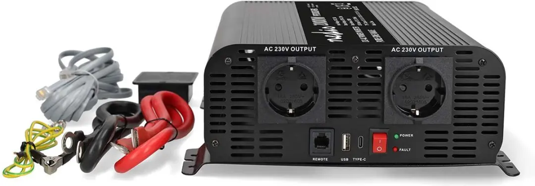 Nedis Omvormer 2000W 24V Pure Sinusgolf - Zwart - afbeelding 6 van 6
