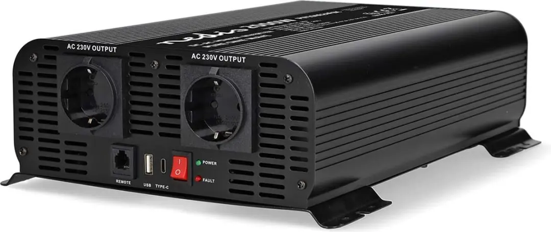 Nedis Omvormer 2000W 24V Pure Sinusgolf - Zwart - afbeelding 2 van 6