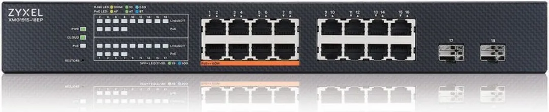 Zyxel XMG1915-18EP Smart Switch 16x 2.5G PoE++ - 2x 10G SFP+ - Zwart