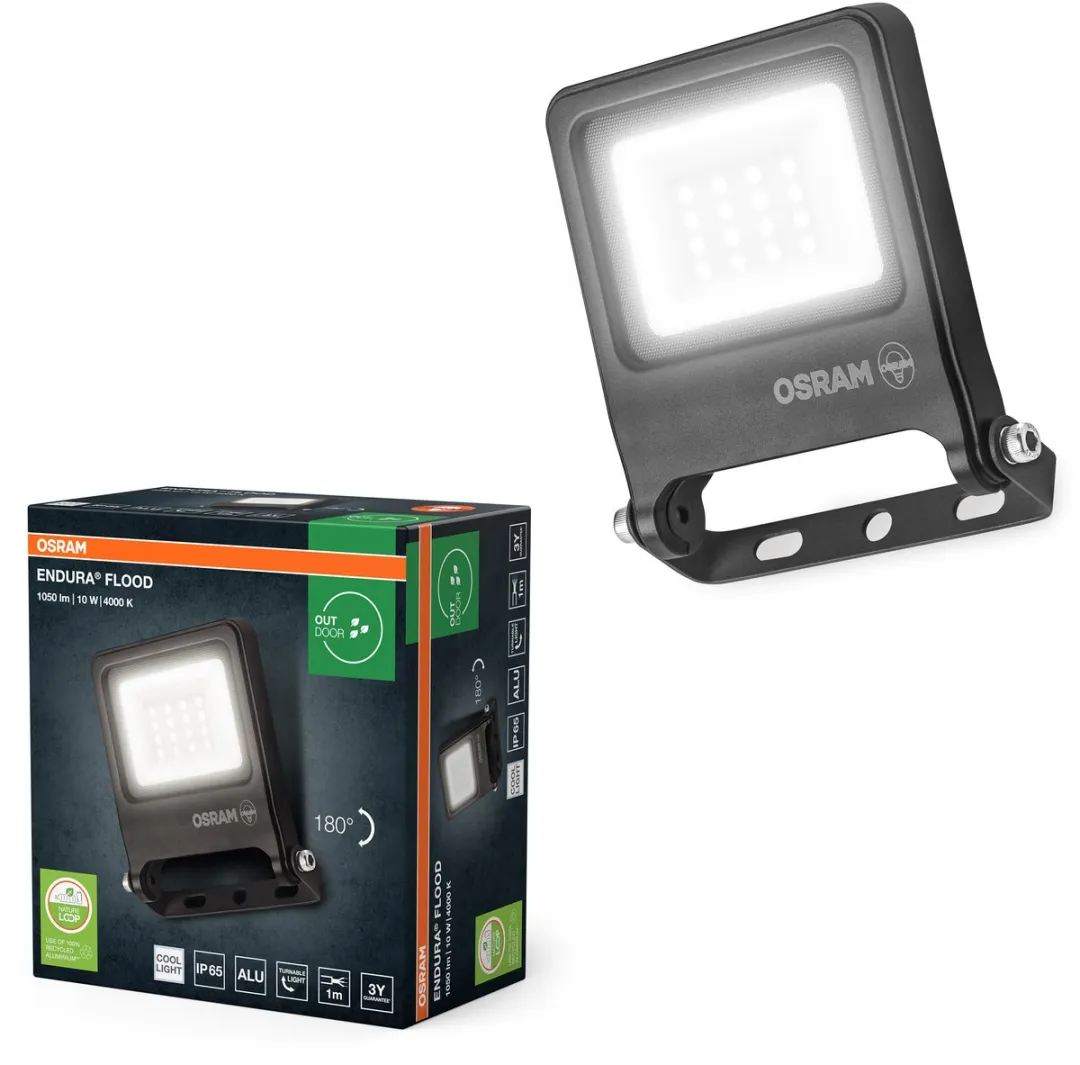 Osram Endura Flood PC 10W LED-schijnwerper 4000K - 1000 Lumen - Donkergrijs