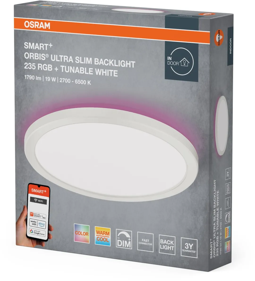 Osram SMART+ WiFi Orbis Ultra Paneelverlichting 235mm - 19W 1140lm RGBW - Wit