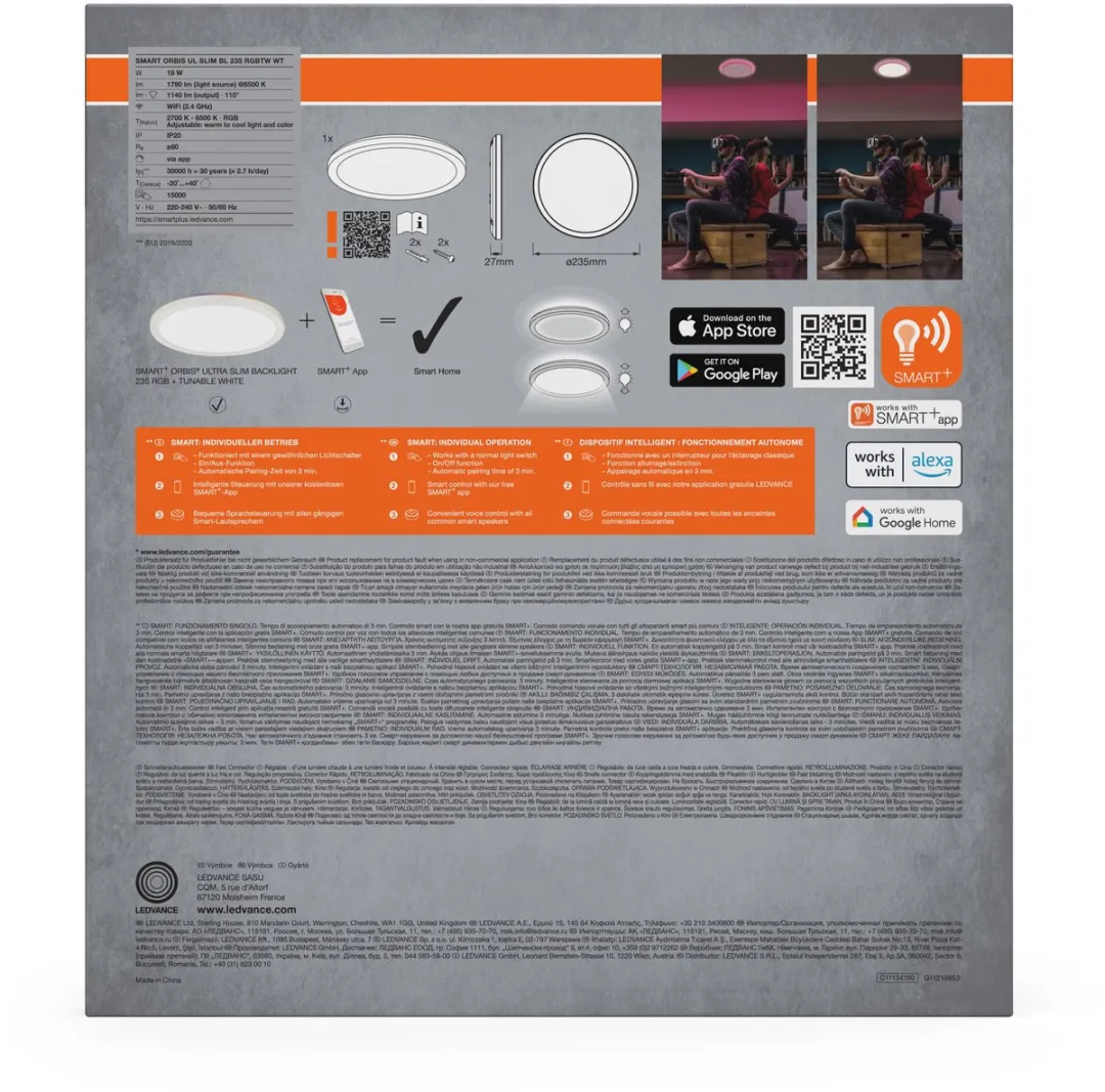 Osram SMART+ WiFi Orbis Ultra Paneelverlichting 235mm - 19W 1140lm RGBW - Wit - afbeelding 6 van 6