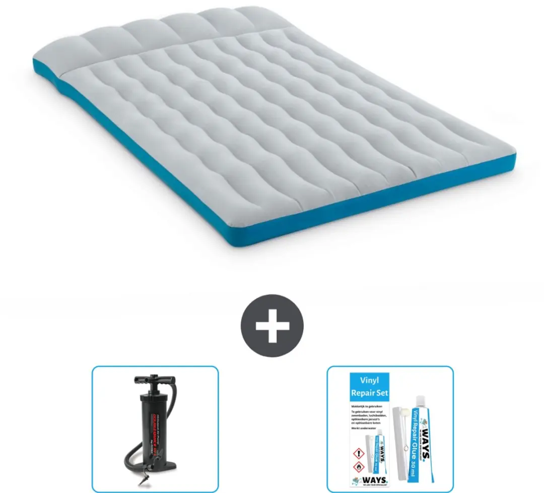 Intex Campingmat - 2-Persoons - 127 x 193 x 24 cm - Blauw - Inclusief Pomp en Reparatieset