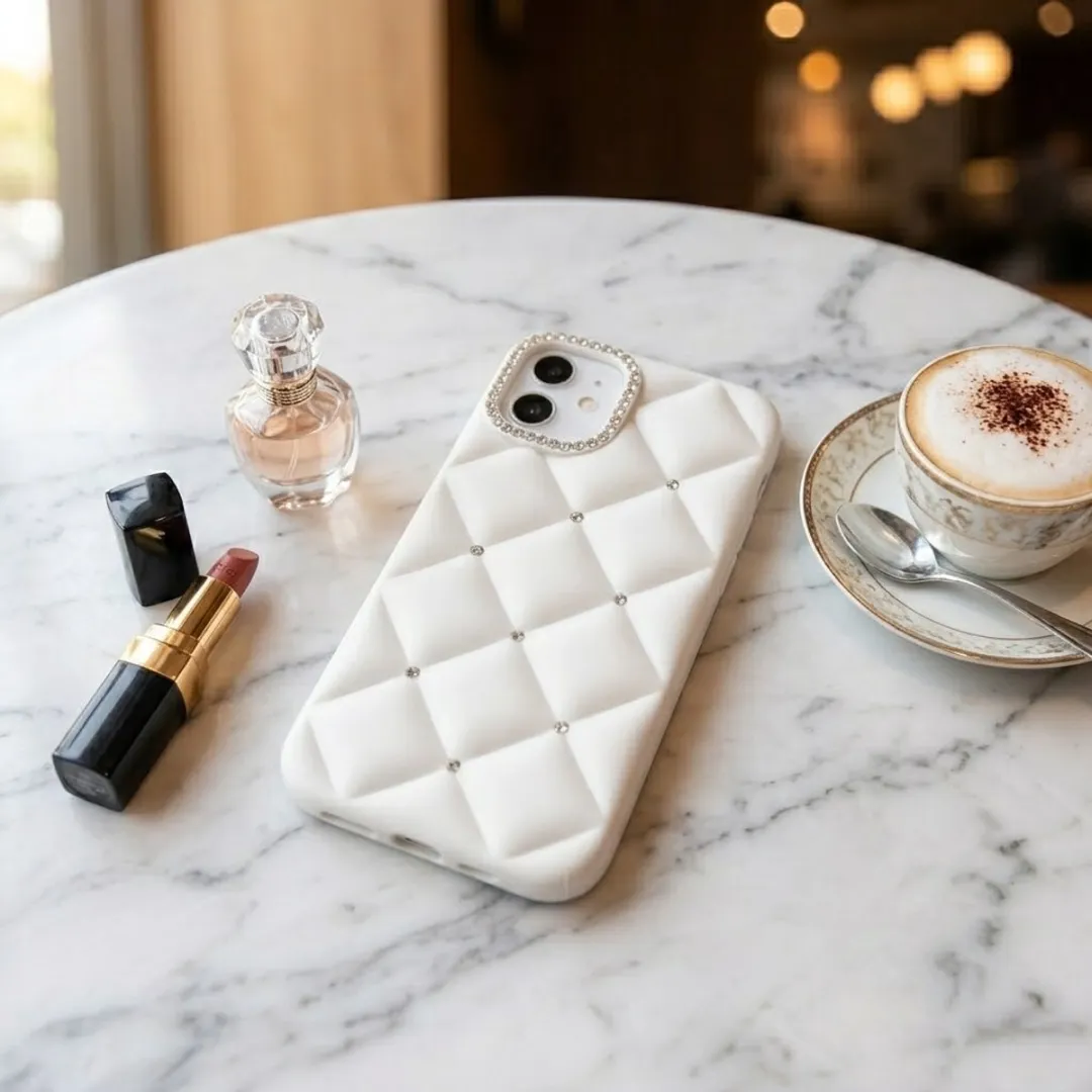NUVEX Wit Telefoonhoesje iPhone 12 - Strass Backcover