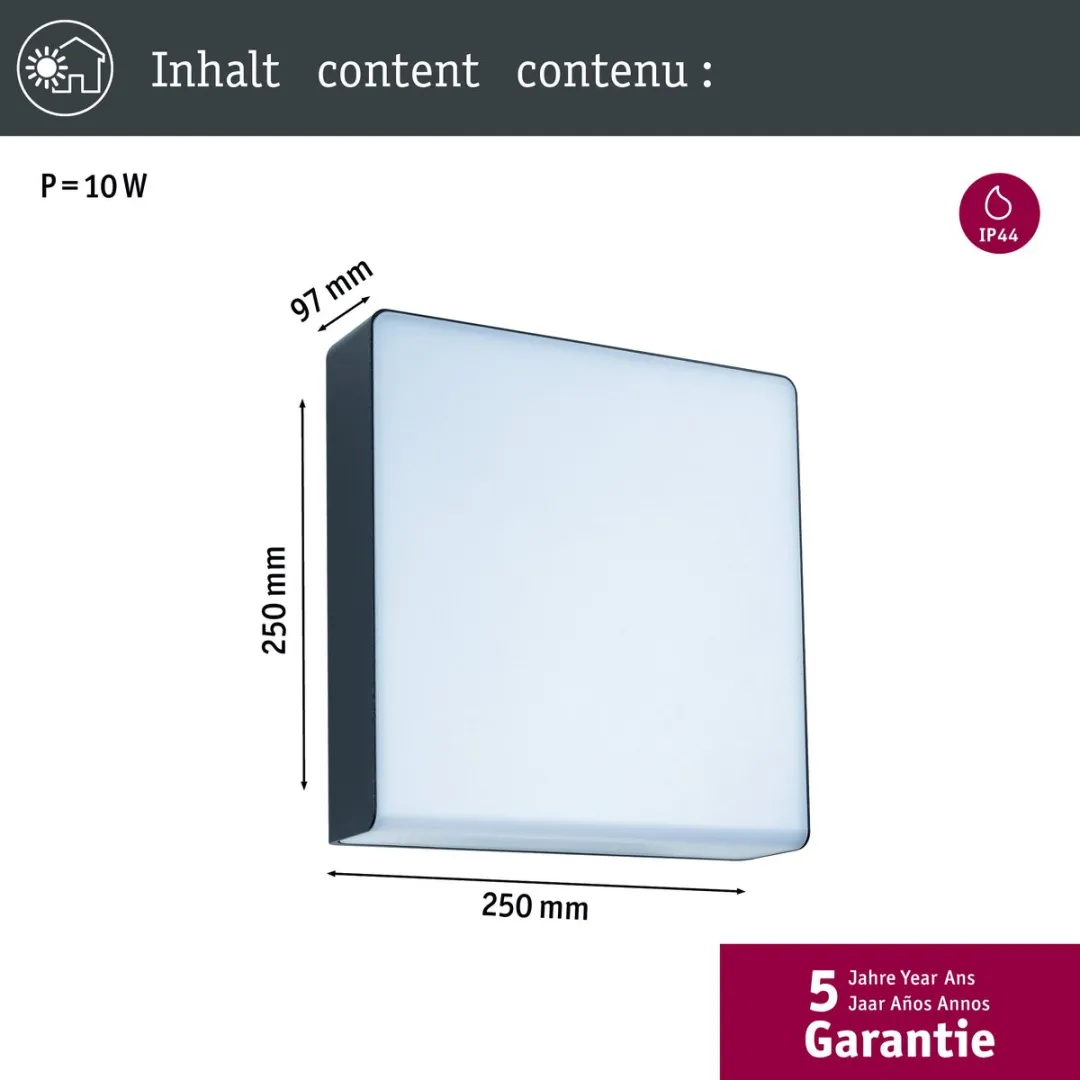 Paulmann Azalena LED Wandarmatuur Buiten - Schemergestuurd 8,5W 700lm Antraciet - afbeelding 6 van 6