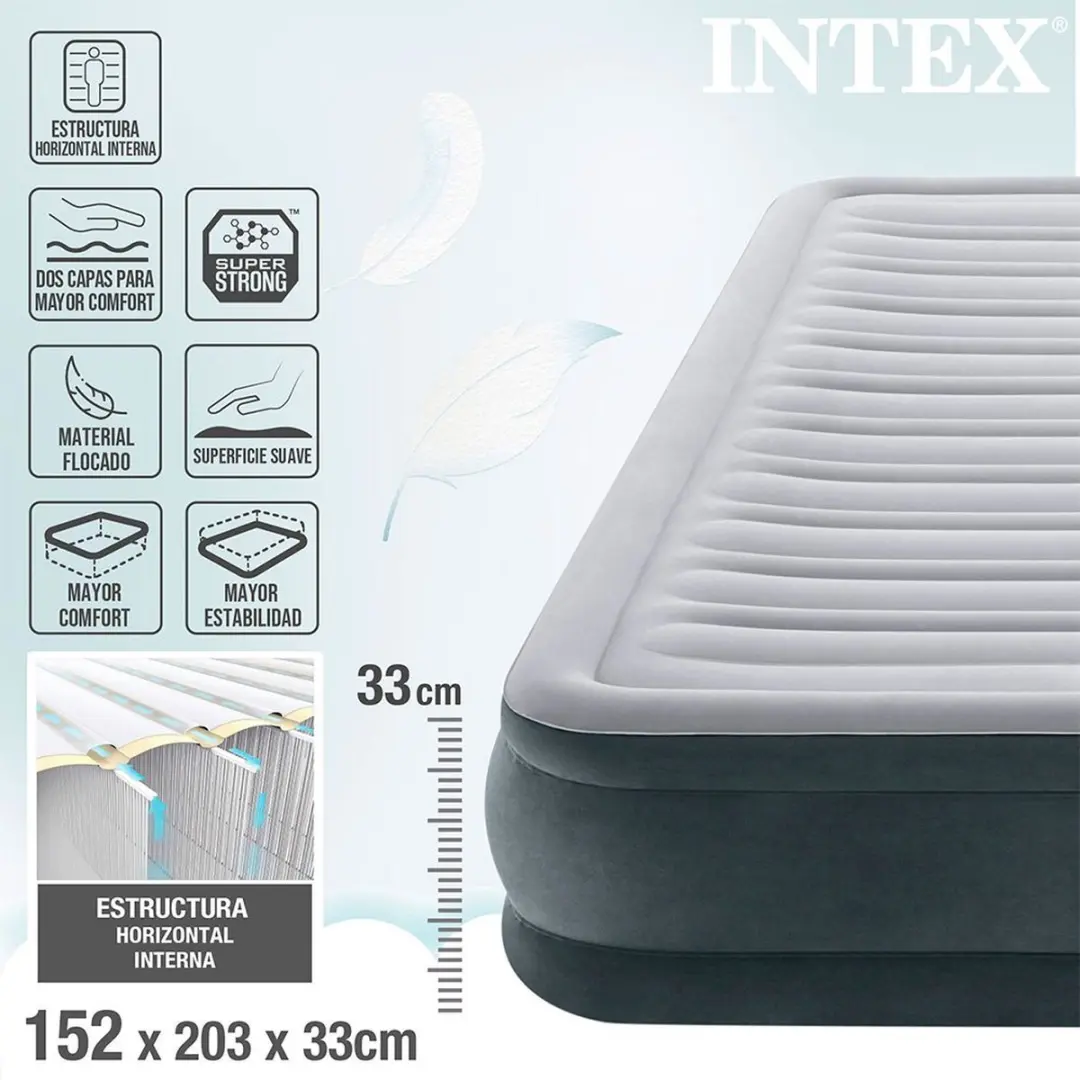 QUEEN DURA-BEAM SERIES MID RISE AIRBED WITH BIP - 203x152x33cm - 2 persoons - afbeelding 6 van 6