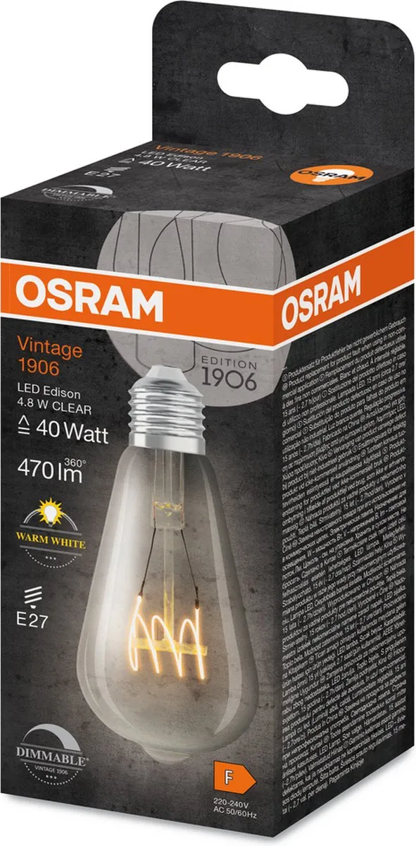 Osram Vintage 1906 Klassieke Edison LED Lamp 4,8W 470lm - Helder