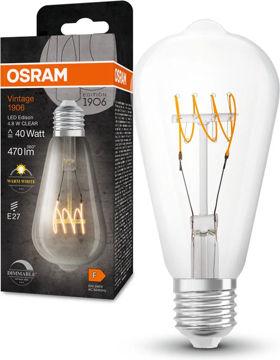 Osram Vintage 1906 Klassieke Edison LED Lamp 4,8W 470lm - Helder - afbeelding 6 van 6