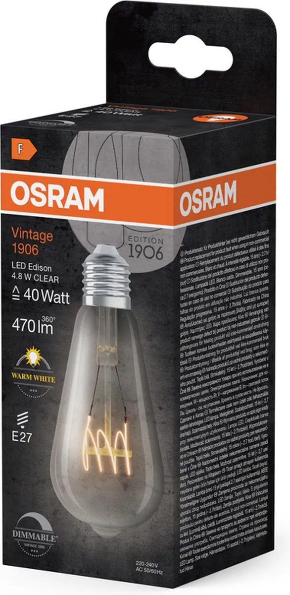 Osram Vintage 1906 Klassieke Edison LED Lamp 4,8W 470lm - Helder