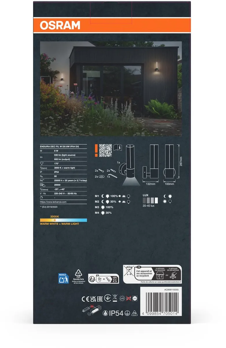 Osram ENDURA Decor Filament Wall Sensor 8W - Donkergrijs - afbeelding 6 van 6