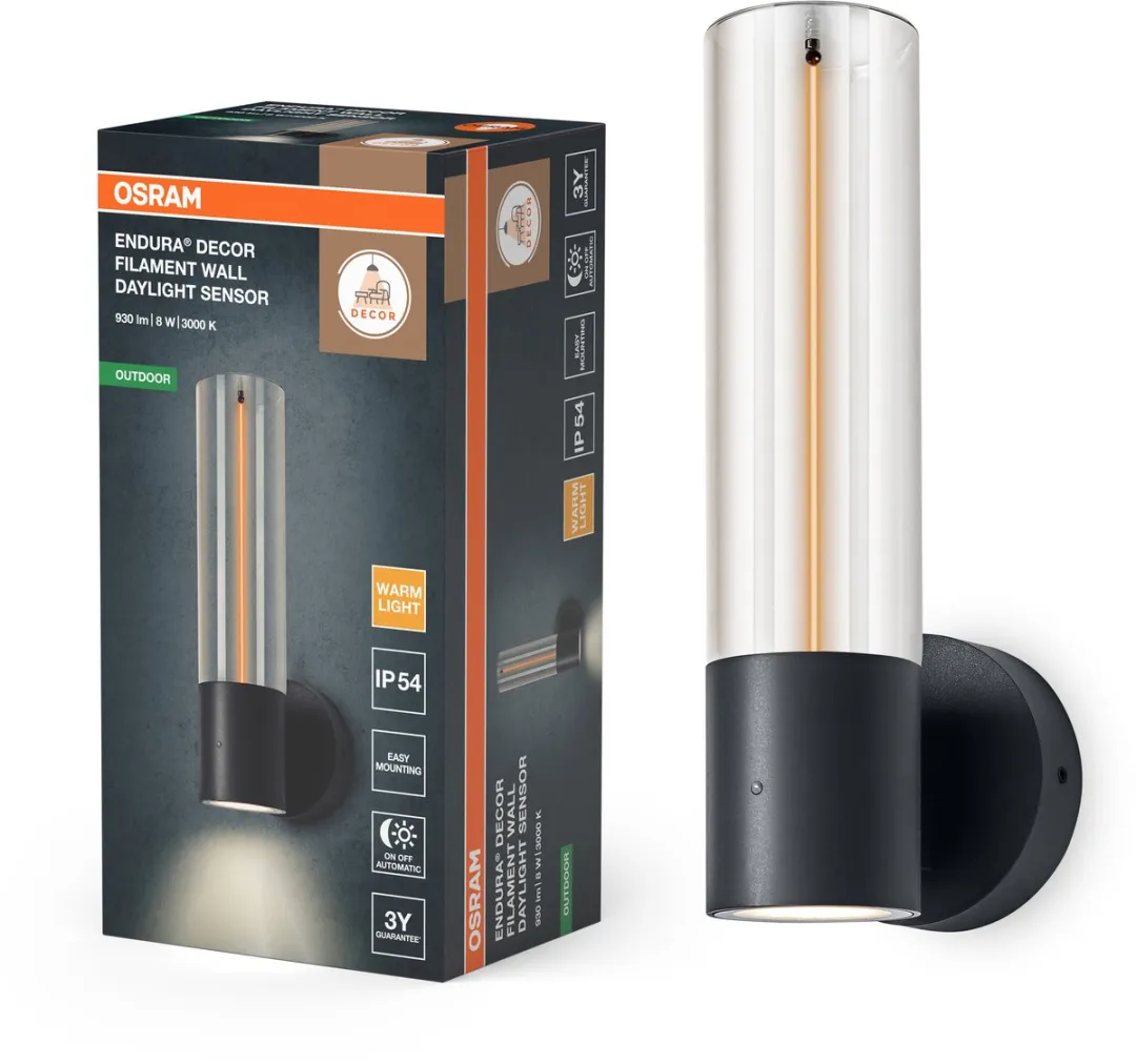 Osram ENDURA Decor Filament Wall Sensor 8W - Donkergrijs