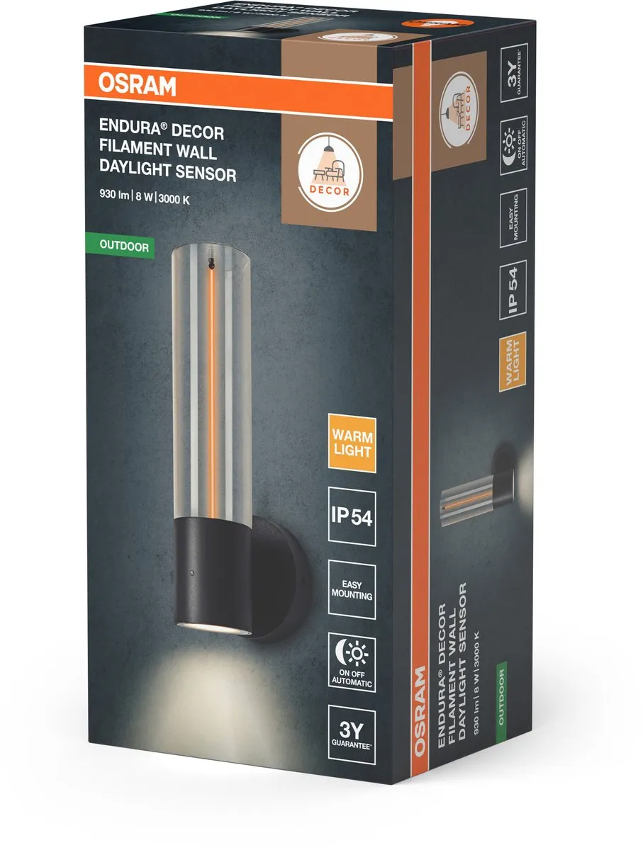 Osram ENDURA Decor Filament Wall Sensor 8W - Donkergrijs