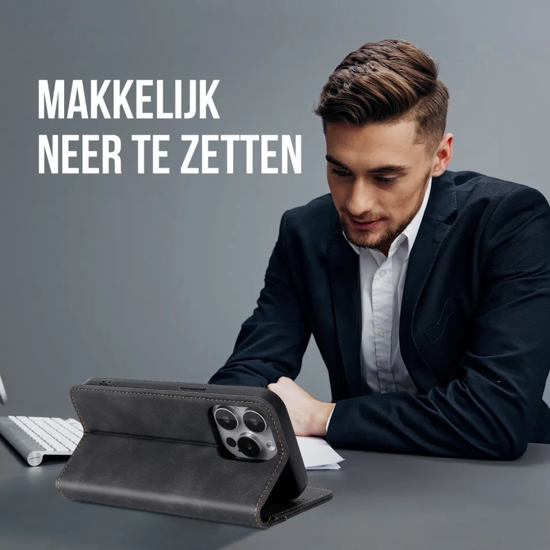Nuvex iPhone 14 Pro Max Hoesje Zwart - 2 Pasjes