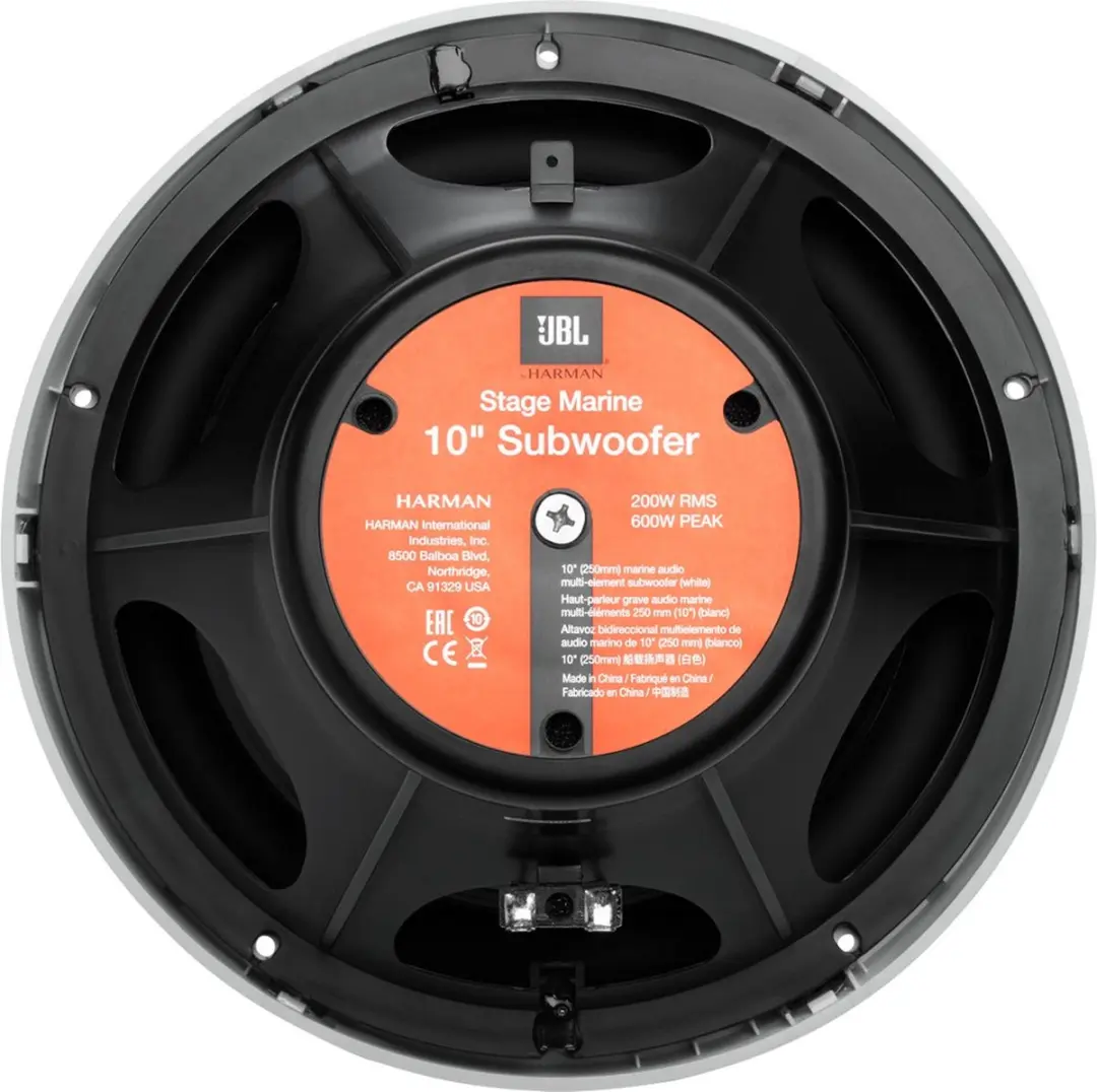 JBL Marine Stage 10 Subwoofer - 600W - 10 inch - Wit - afbeelding 4 van 5