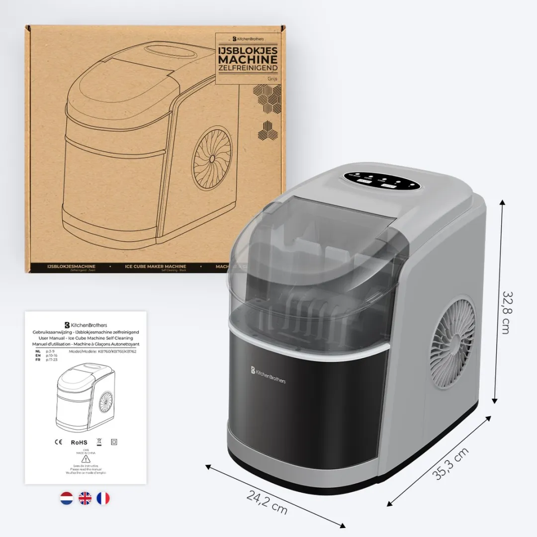 KitchenBrothers KB762 IJsblokjesmachine 12kg/24u - Grijs - afbeelding 6 van 6