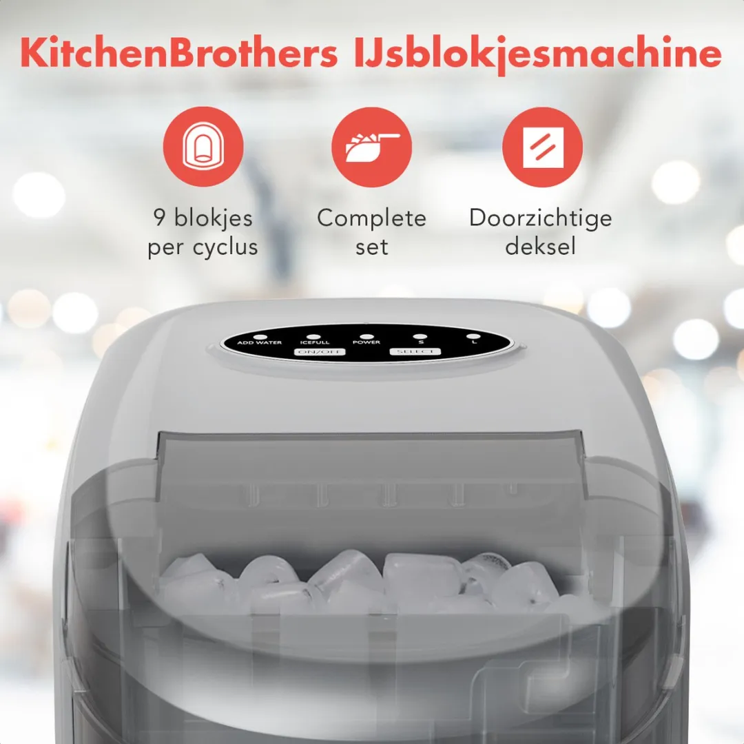 KitchenBrothers KB762 IJsblokjesmachine 12kg/24u - Grijs