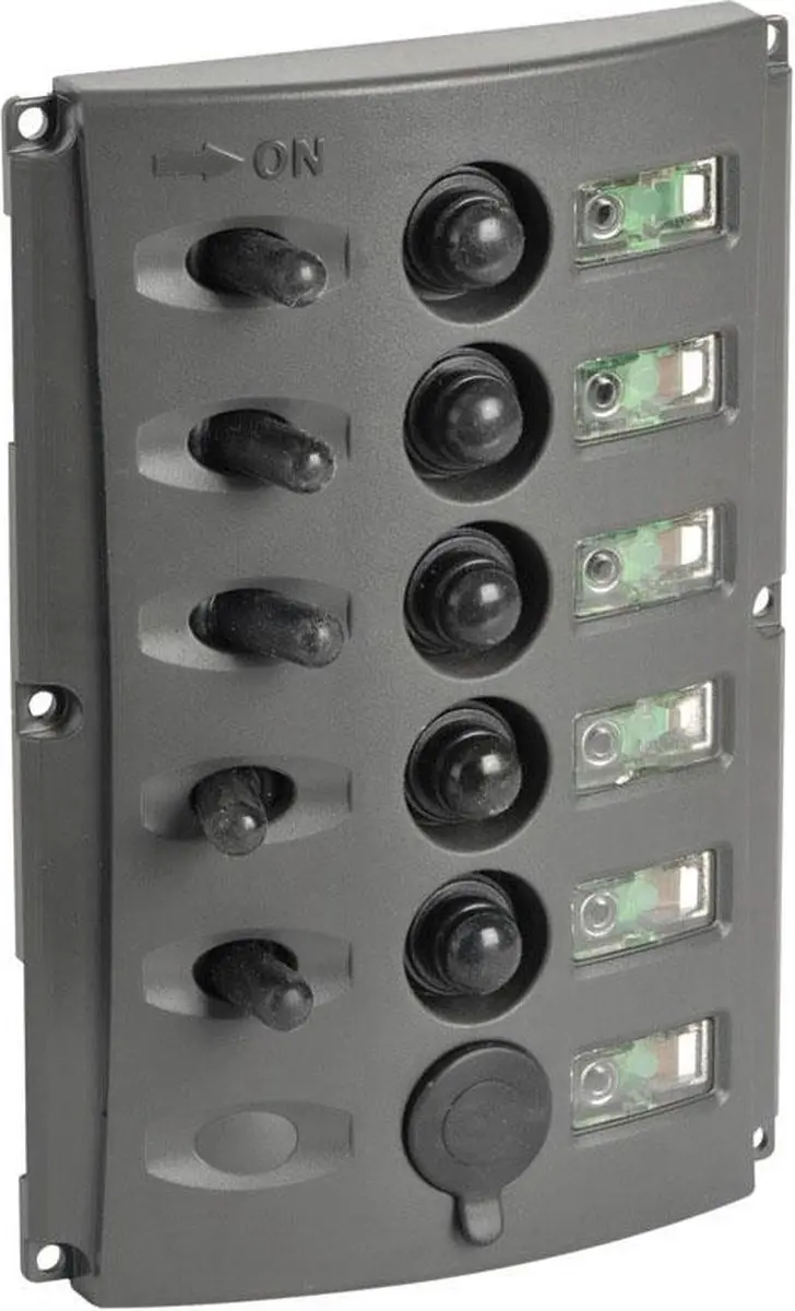 Marina 12V 5-voudig Schakelpaneel met dubbele LEDs en USB