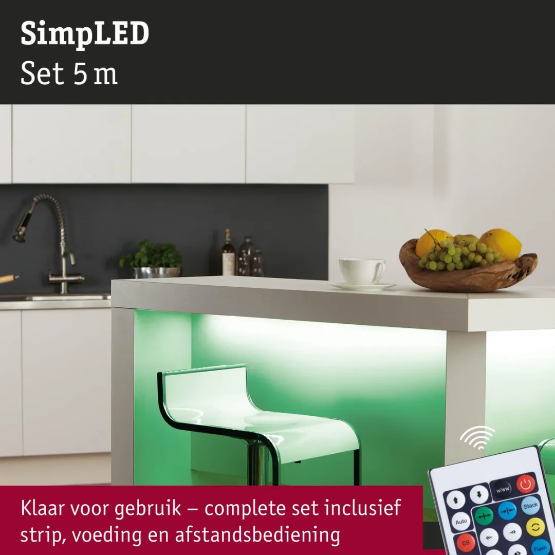Paulmann SimpLED LED Strip RGB 5m - 17W 120lm/m 30 LEDs/m - afbeelding 6 van 6