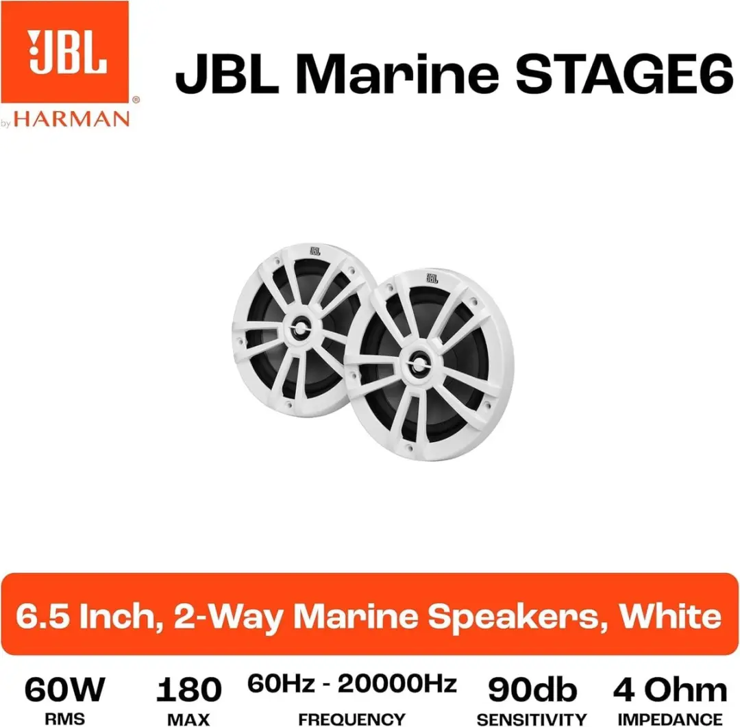 JBL Marine Stage 6 - 6,5 inch marine speaker - 2 x 60W RMS - Wit - afbeelding 4 van 6