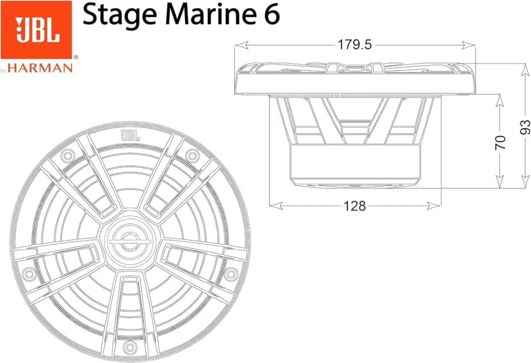 JBL Marine Stage 6 - 6,5 inch marine speaker - 2 x 60W RMS - Wit - afbeelding 5 van 6