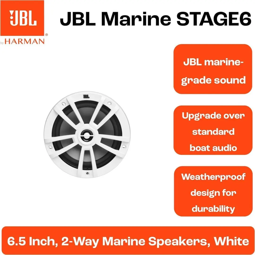 JBL Marine Stage 6 - 6,5 inch marine speaker - 2 x 60W RMS - Wit - afbeelding 3 van 6