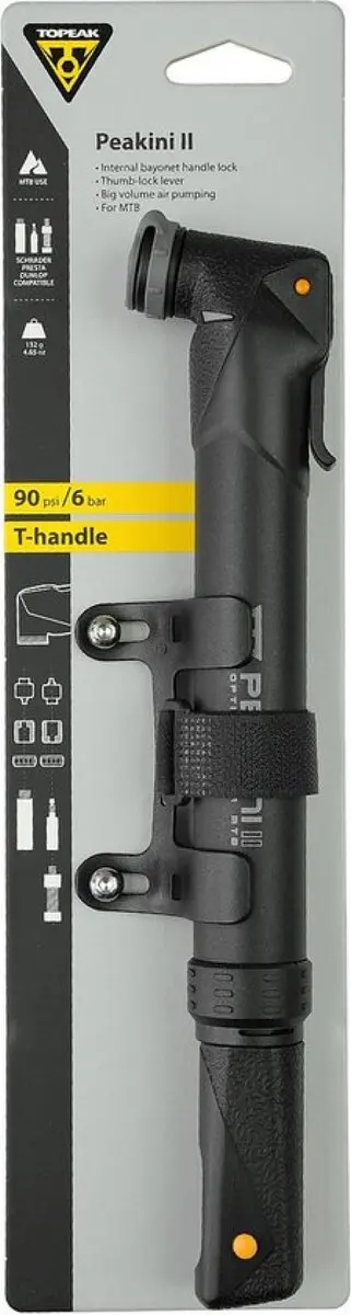 Topeak Peakini II Mini Handpomp - 90 PSI - Zwart - afbeelding 3 van 6