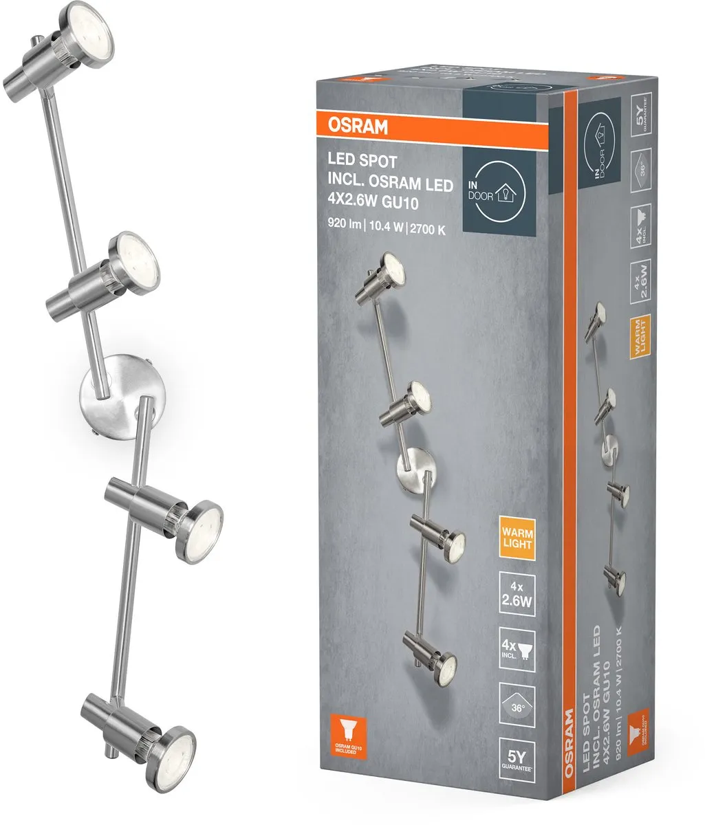 Osram LED Spot GU10 4x2.6W 10.4W 920lm Warm Wit