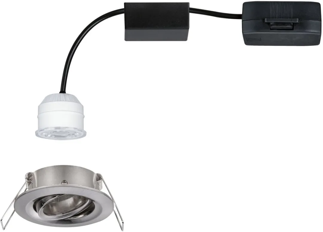 Paulmann Nova Mini Coin LED-inbouwlamp 4W 310lm 2700K - Ø66mm Staal geborsteld - afbeelding 6 van 6