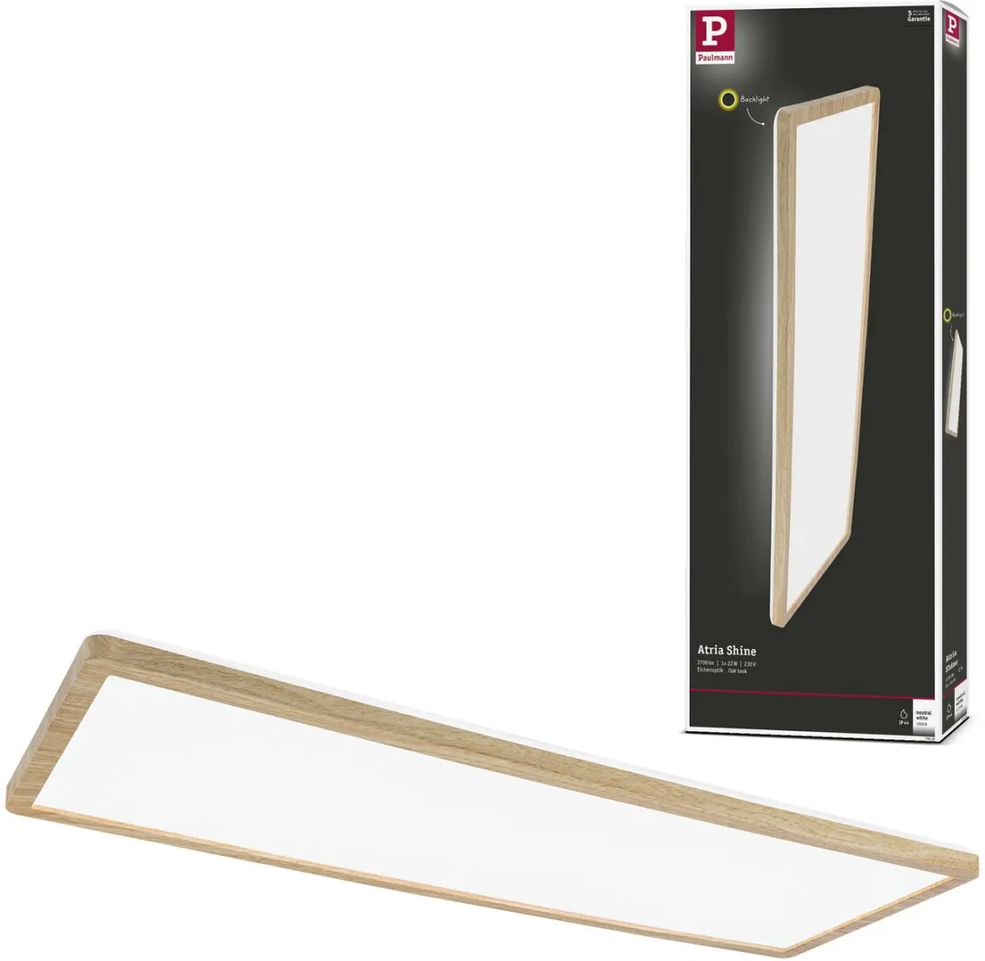 Paulmann Atria Shine LED-paneel 22W 2300lm 4000K Houtlook