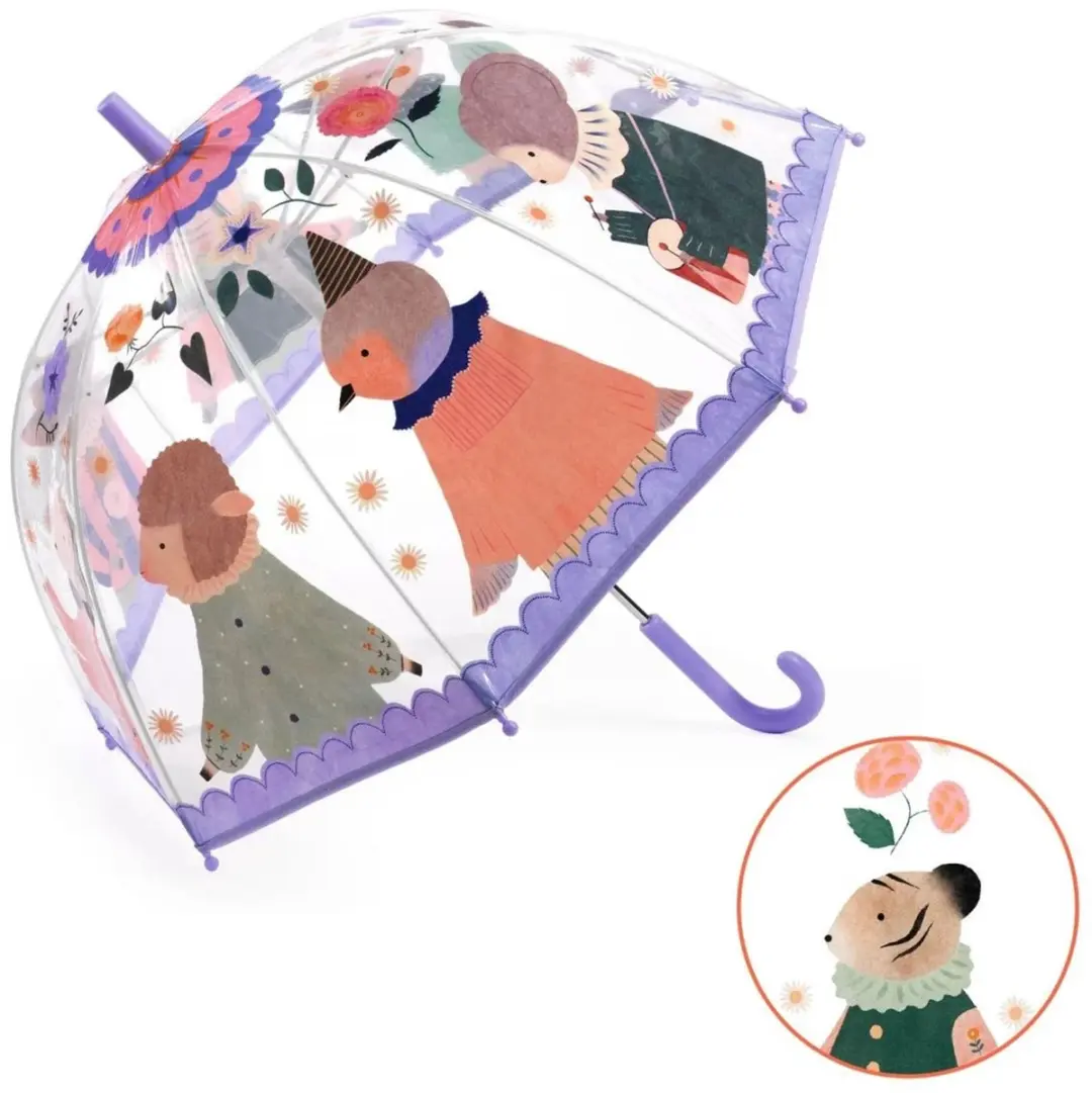 Djeco Kinderparaplu Muzikale Dieren - Transparant - afbeelding 2 van 3
