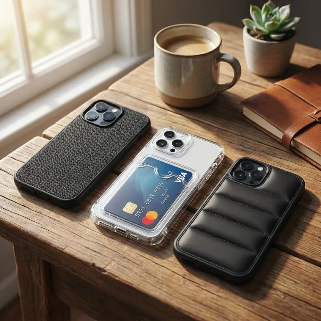 NUVEX iPhone 13 Hoesje Set - Grijs/Zwart - Kaartvak