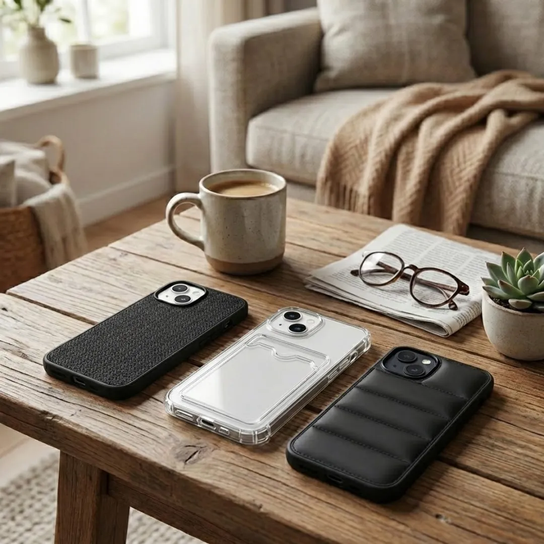 NUVEX iPhone 13 Hoesje Set - Grijs/Zwart - Kaartvak