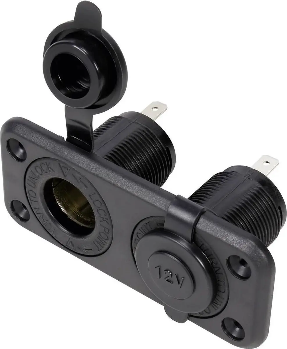 TRU COMPONENTS 548040 Dubbele auto-inbouwbus met beschermkap Stroombelasting (ma