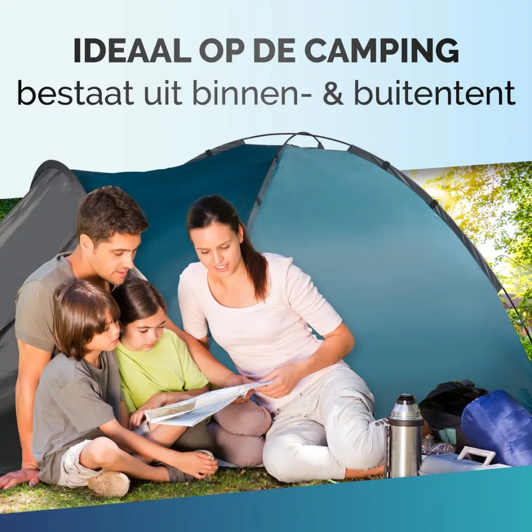 Dunlop Koepeltent 4 Persoons - 210x250x130cm - Blauw - afbeelding 2 van 6